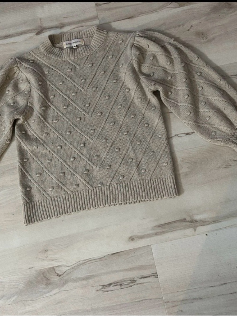 Sweet Republic Beige Bobble Knit Puff Sleeve Sweater Size M Cottagecore